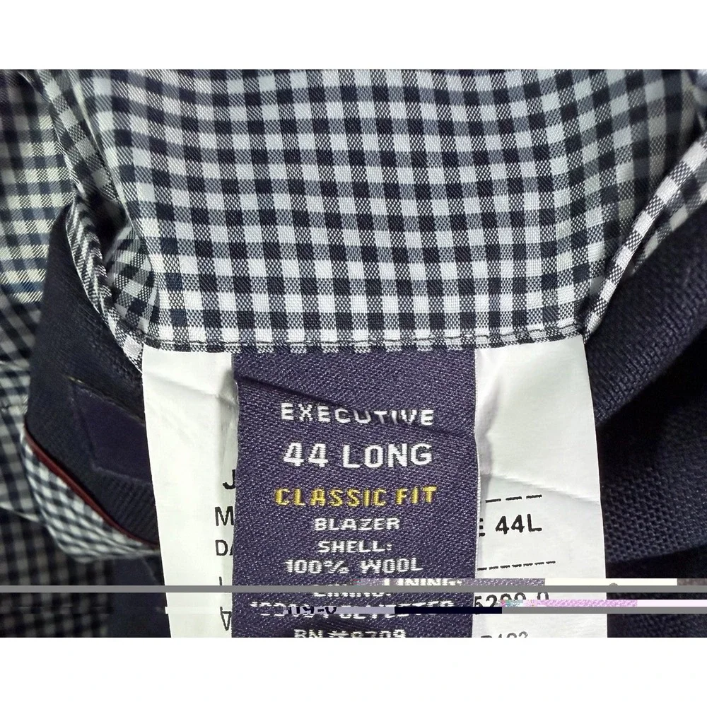Stafford Wool Blazer Mens 44L Navy Blue 2 Gold Button Classic Fit Executive Coat